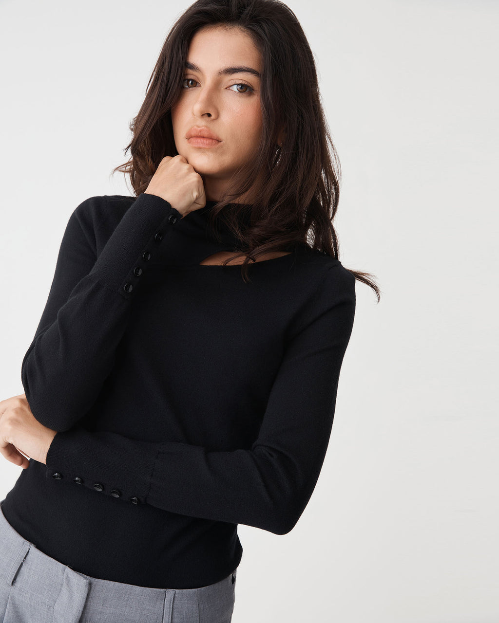 Alice Cut Out Knit in black — close-up view 2