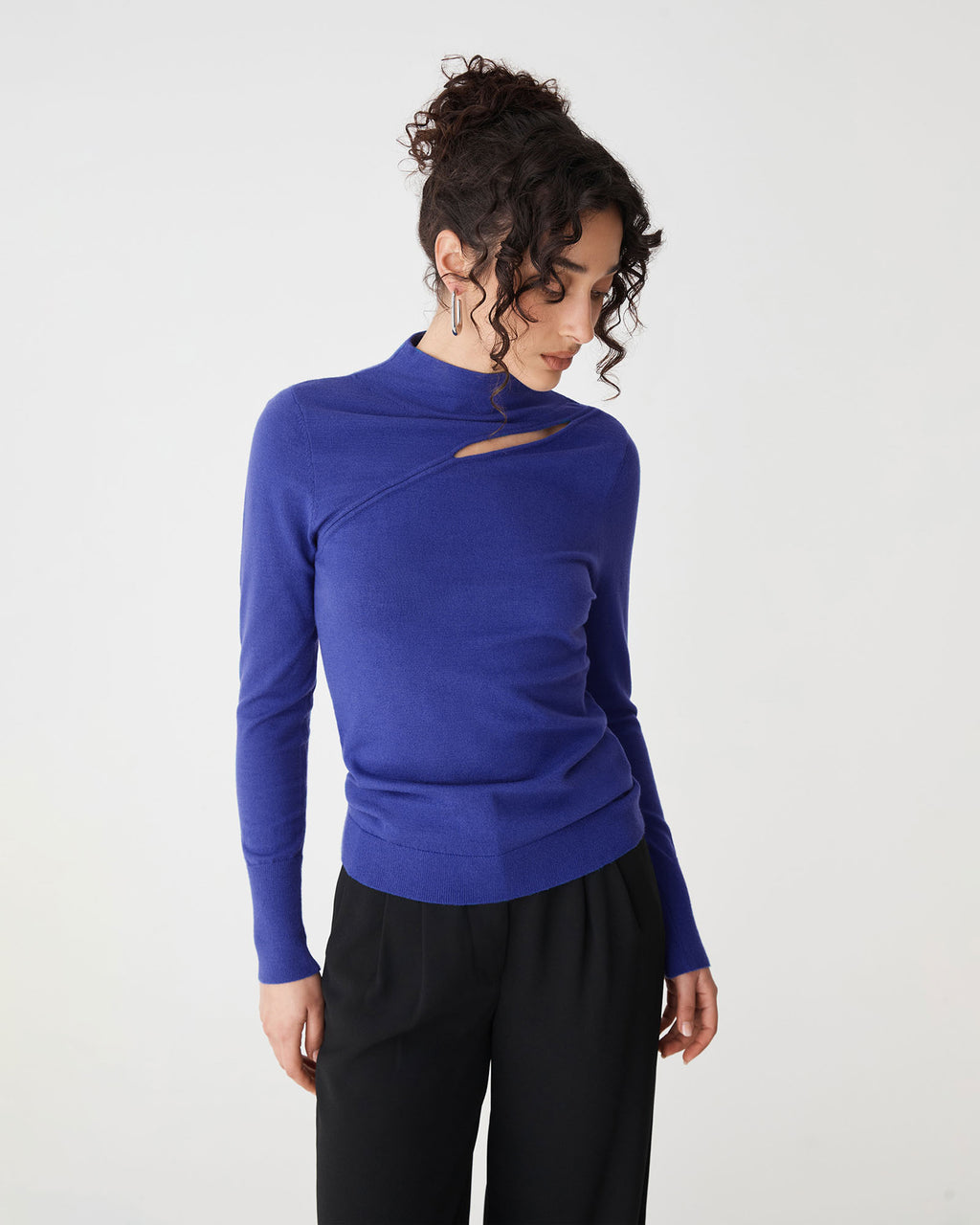 Alice Cut Out Knit in cobalt — close-up view