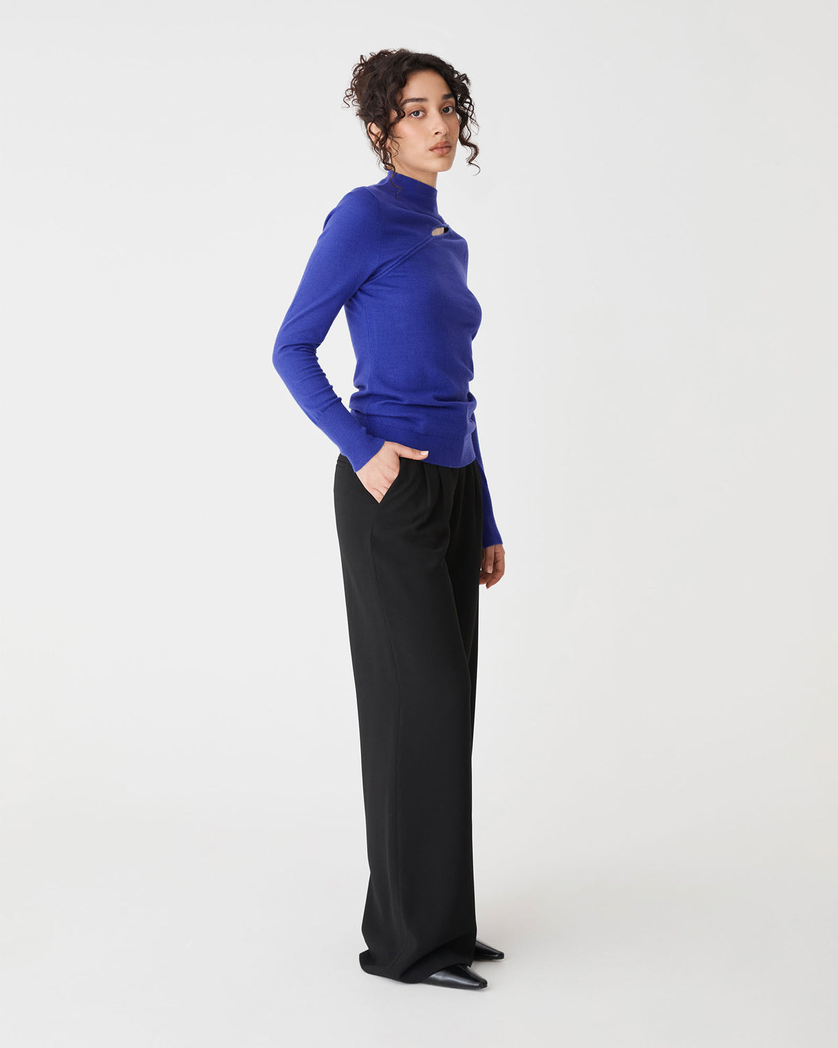 Alice Cut Out Knit in cobalt — side view