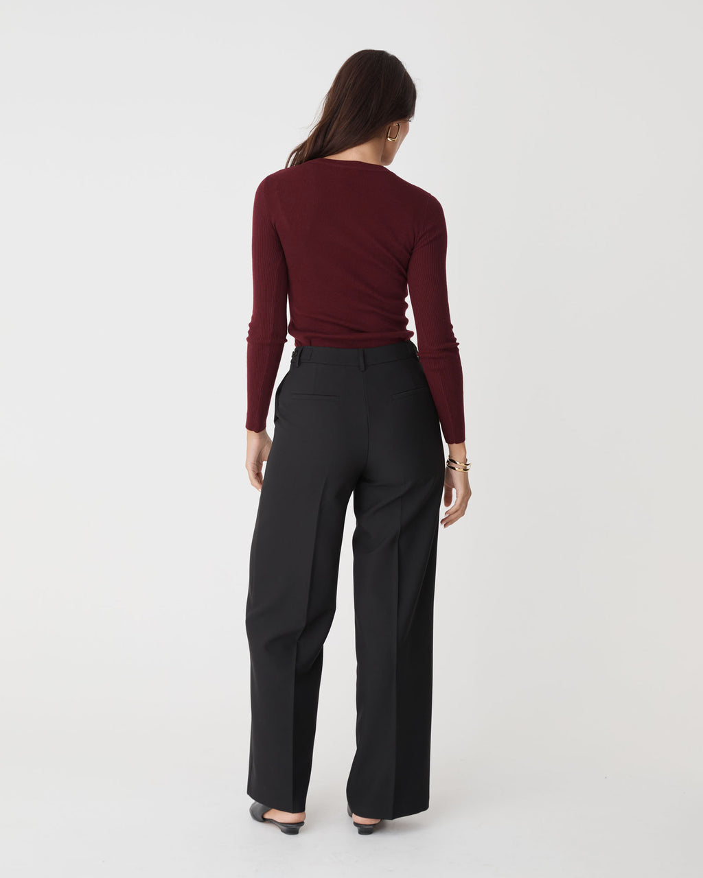 Tania Crew Neck Knit in bordeaux — back view