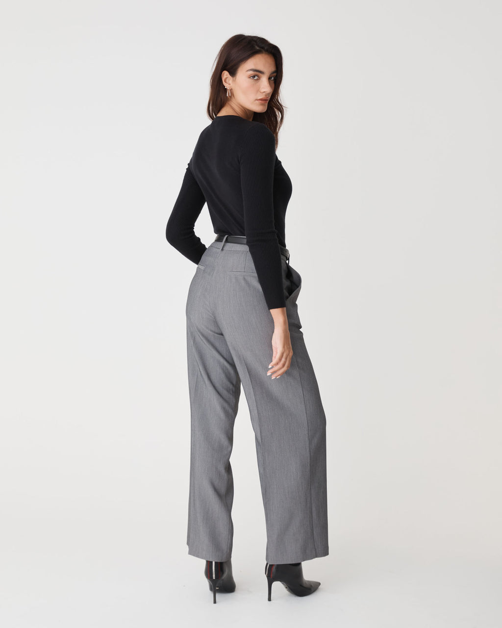 Tania Crew Neck Knit in black — back view