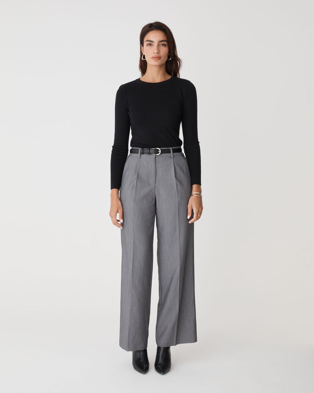 Tania Crew Neck Knit in black — full-length view 2
