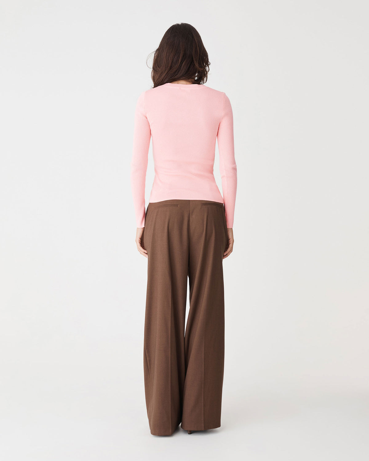 Tania Crew Neck Knit in blush pink — back view