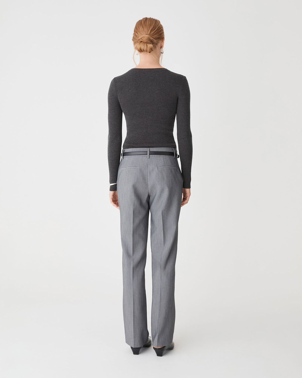 Tania Crew Neck Knit in charcoal — back view