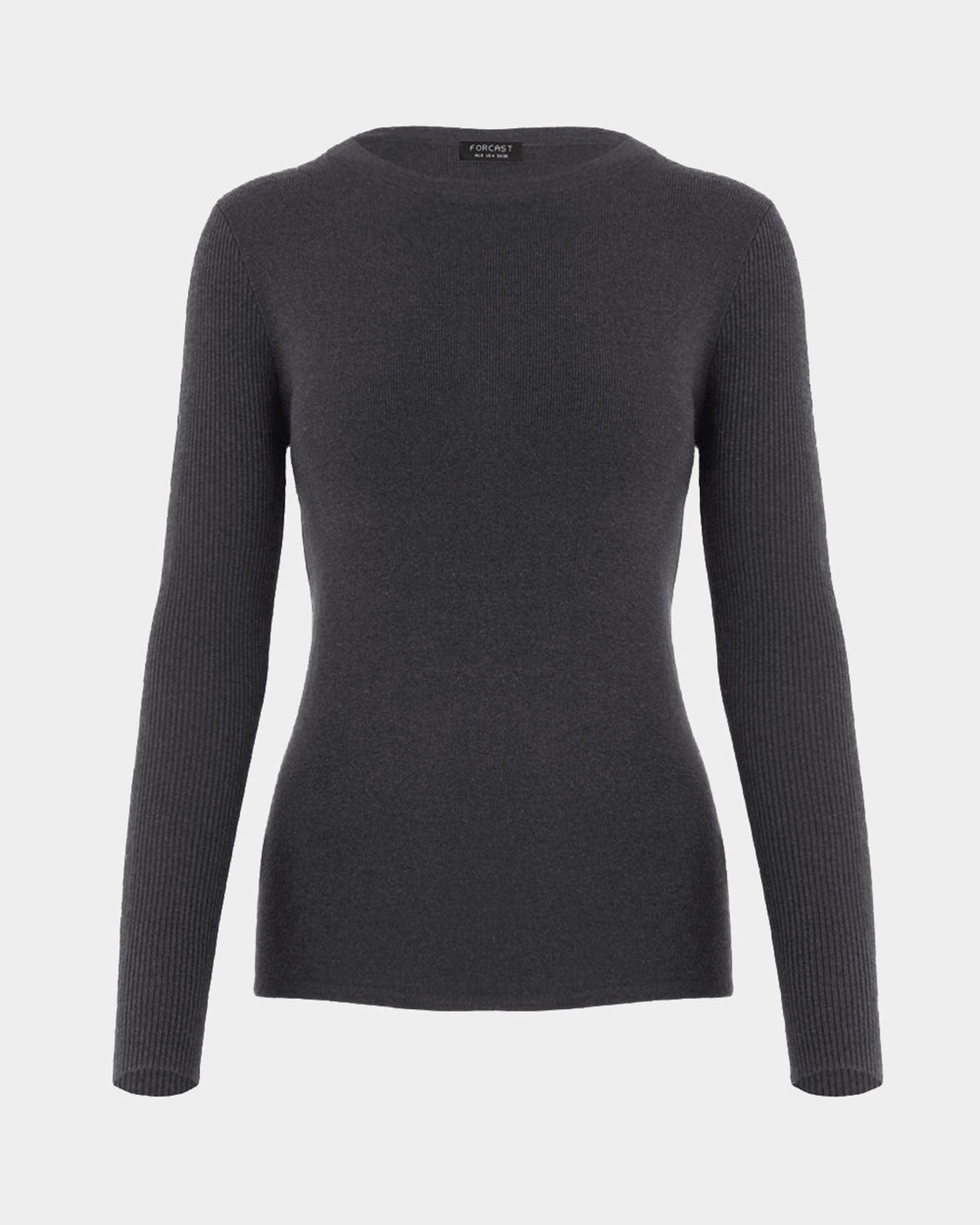 Tania Crew Neck Knit in charcoal — product-only view