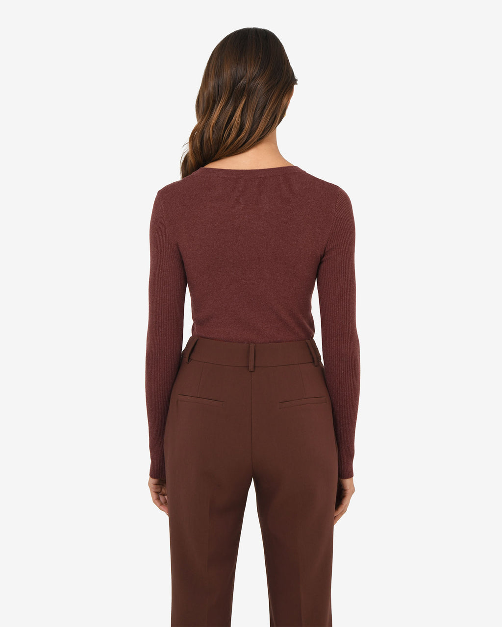 Tania Crew Neck Knit in clay — back view