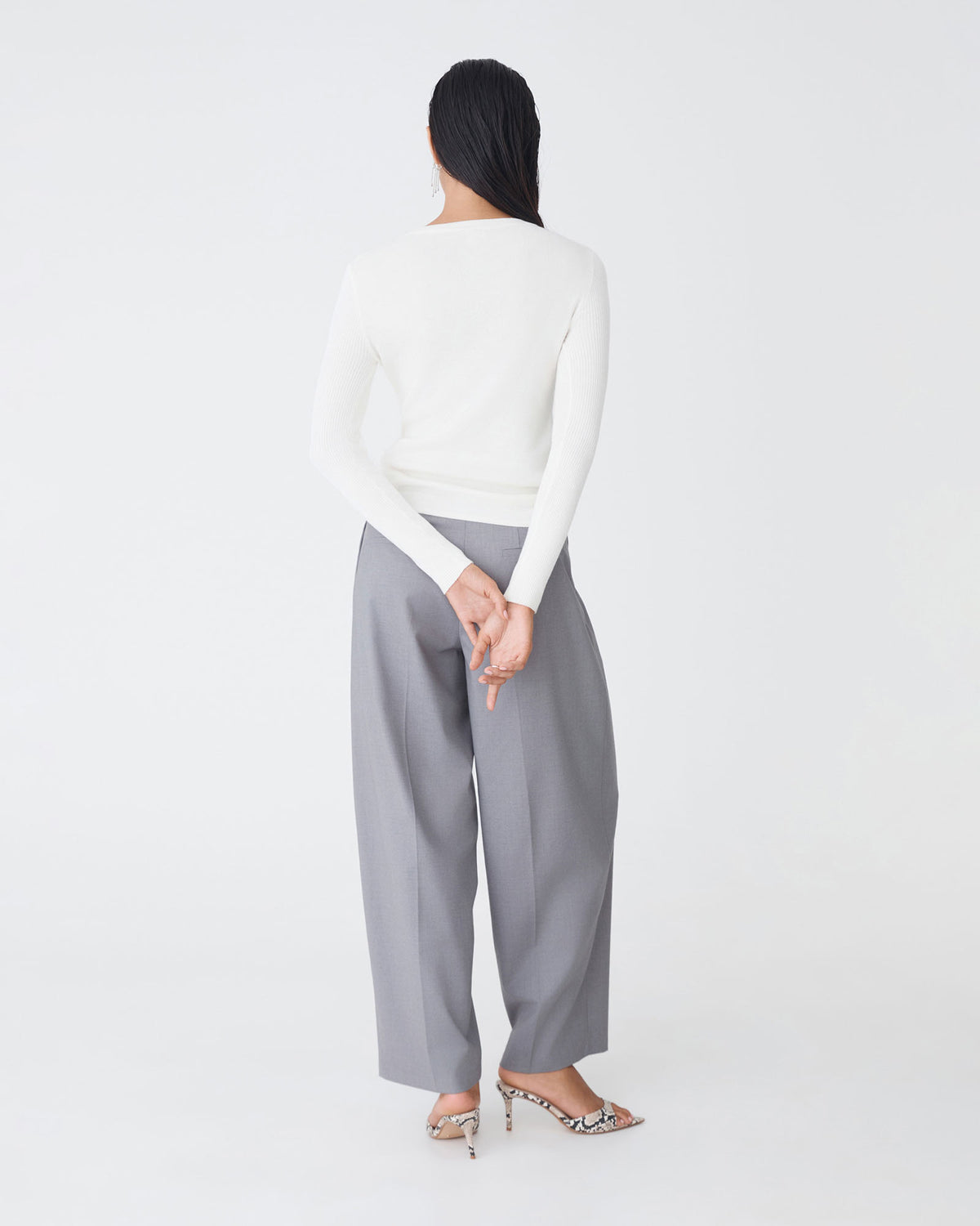 Tania Crew Neck Knit in ivory — back view