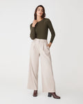 Tania Crew Neck Knit in khaki — full-length view