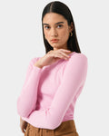 Tania Crew Neck Knit in princess pink — close-up view