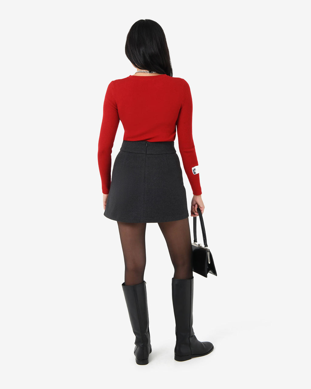 Tania Crew Neck Knit in red — back view