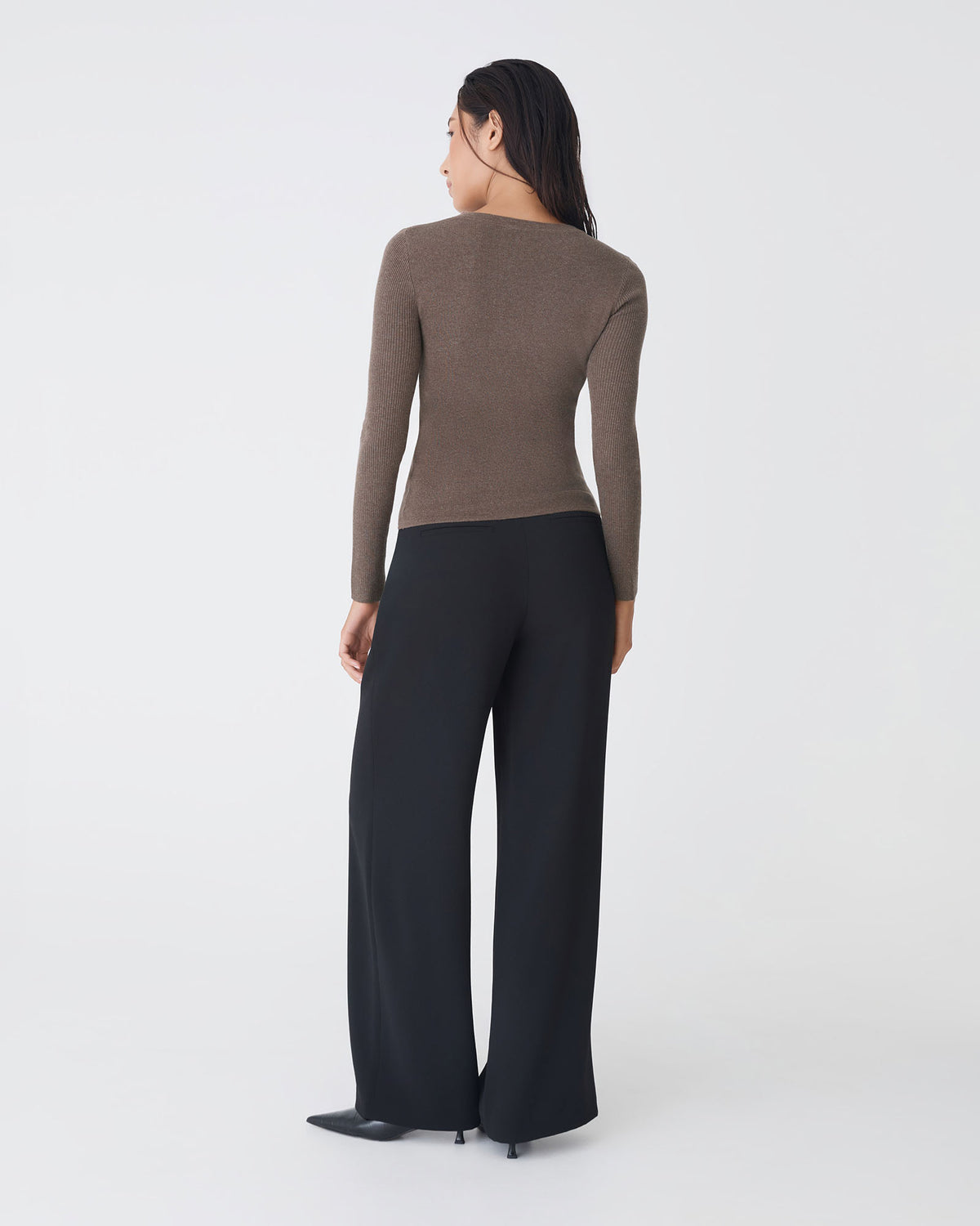 Tania Crew Neck Knit in walnut — back view