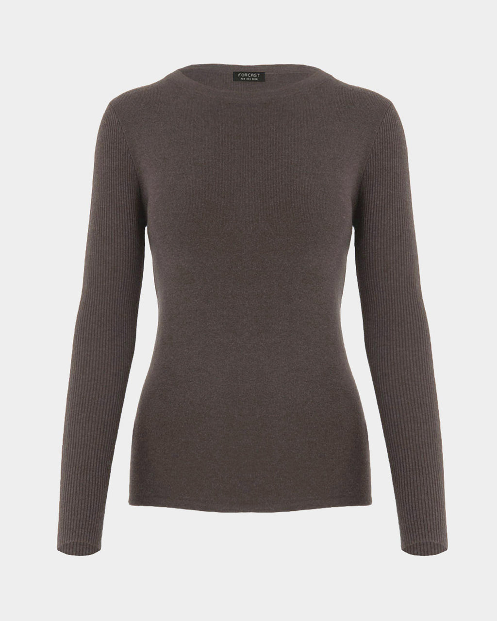 Tania Crew Neck Knit in walnut — product-only view