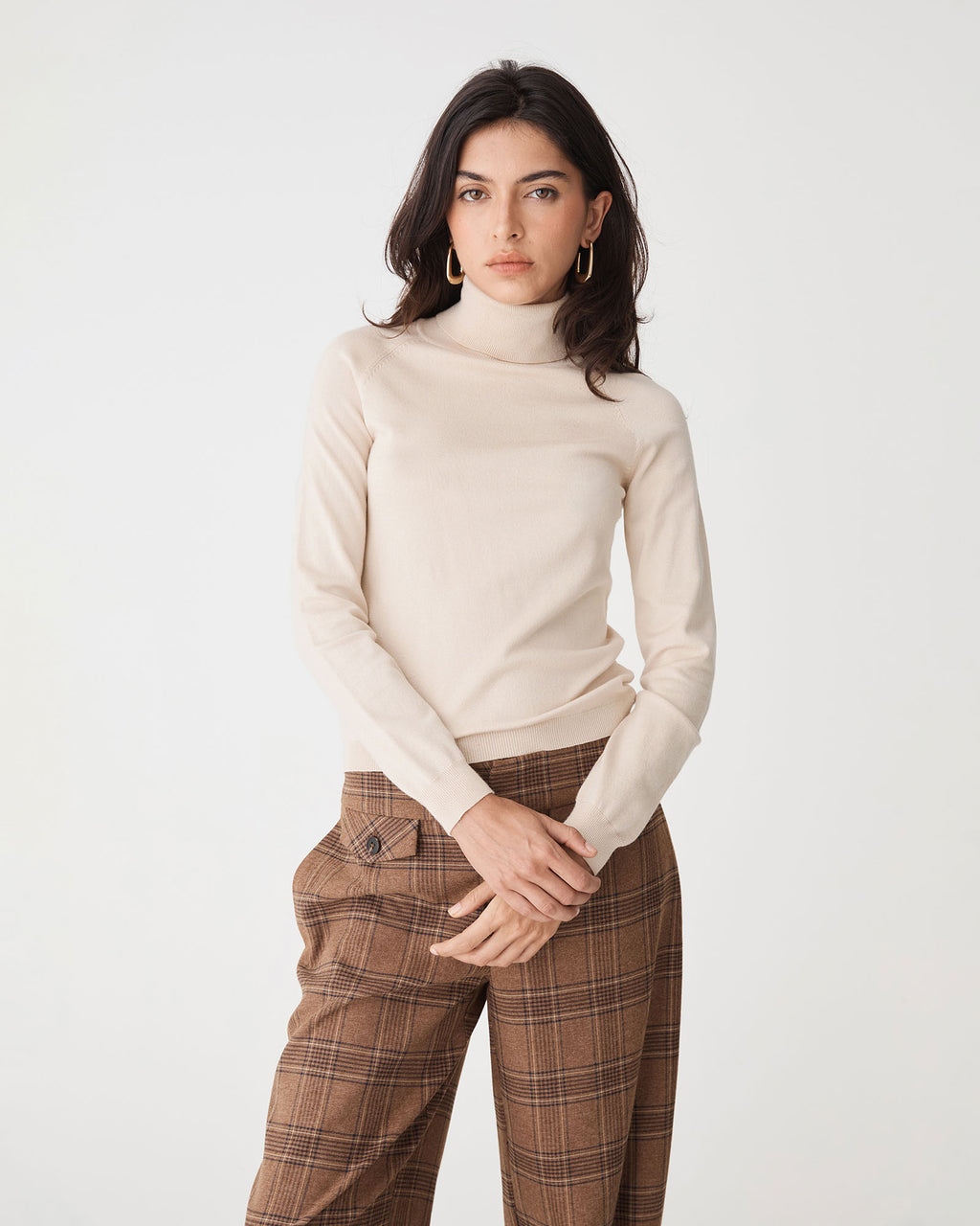 Clarisse Turtleneck Sweater in birch — close-up view