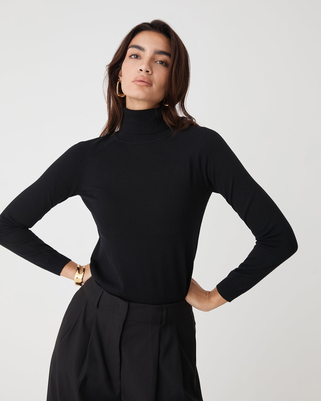 Clarisse Turtleneck Sweater in black — close-up view