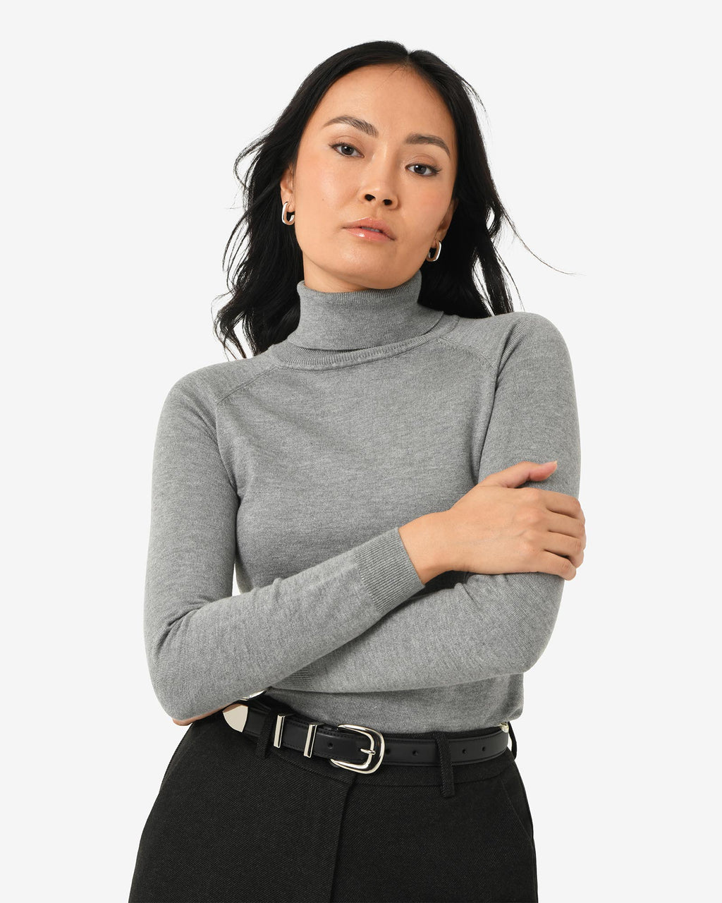 Clarisse Turtleneck Sweater in grey — close-up view