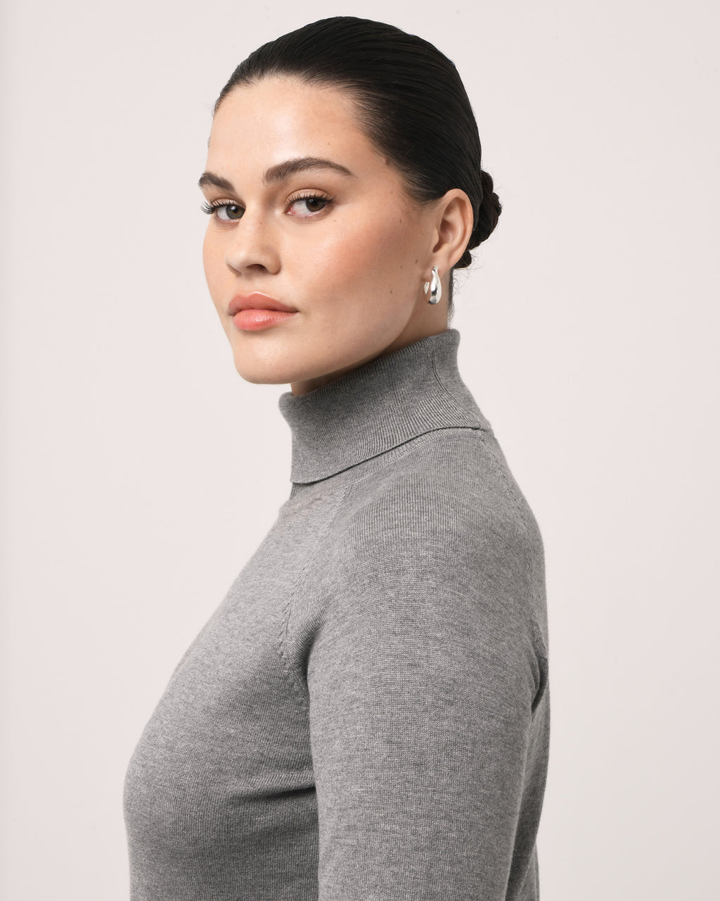 Clarisse Turtleneck Sweater in grey — side view