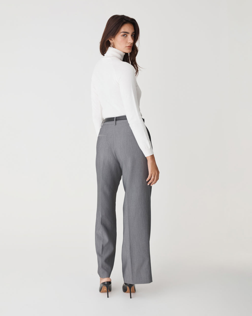 Clarisse Turtleneck Sweater in ivory — back view