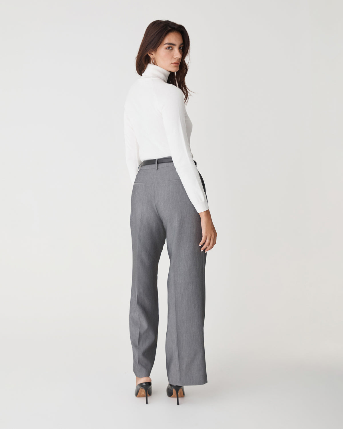 Clarisse Turtleneck Sweater in ivory — back view
