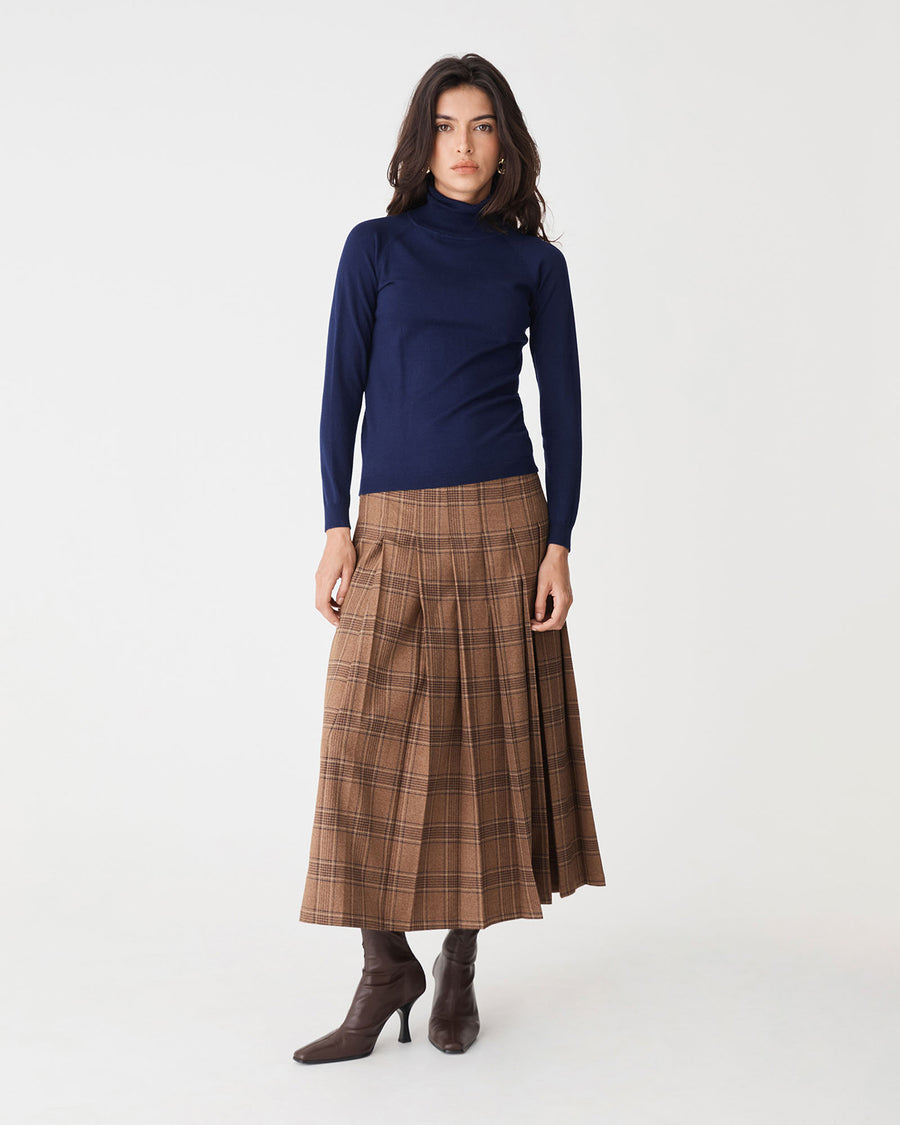 Clarisse Turtleneck Sweater in navy — full-length view