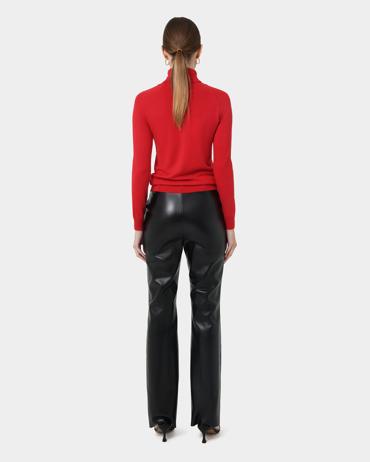 Clarisse Turtleneck Sweater in red — back view