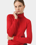 Clarisse Turtleneck Sweater in red — close-up view