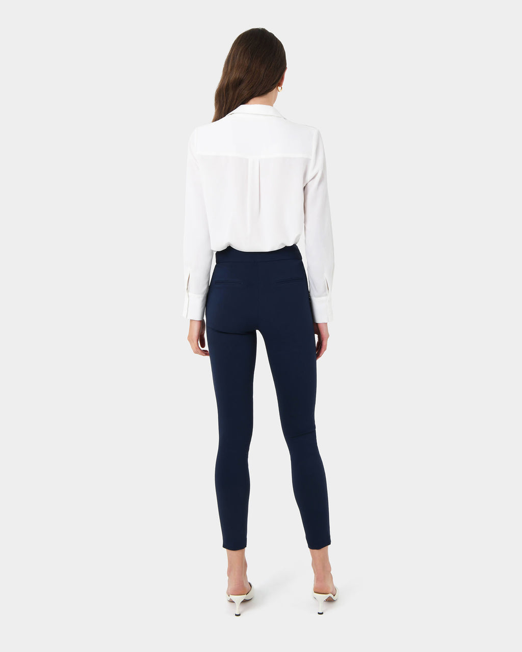 Emily High-Waisted Skinny Pants in navy — back view