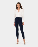 Emily High-Waisted Skinny Pants in navy — full-length view