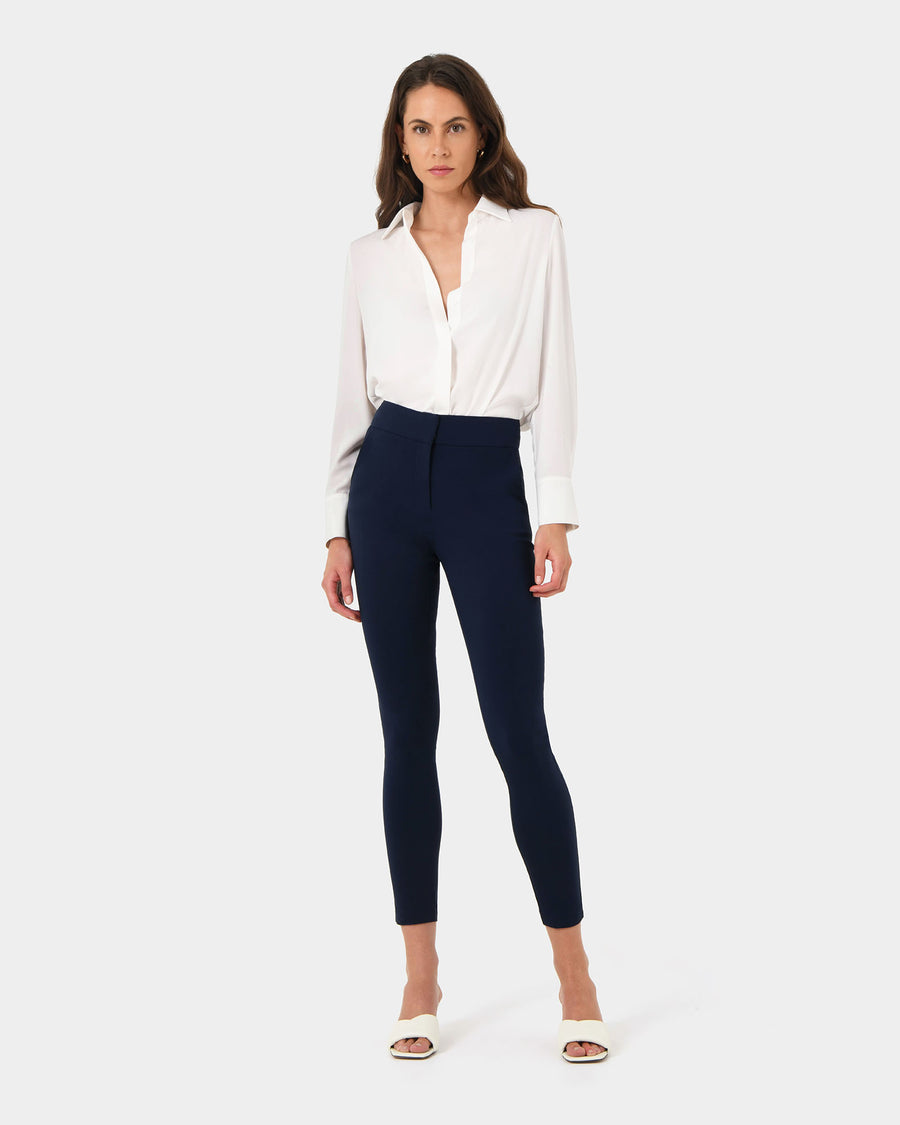 Emily High-Waisted Skinny Pants in navy — full-length view