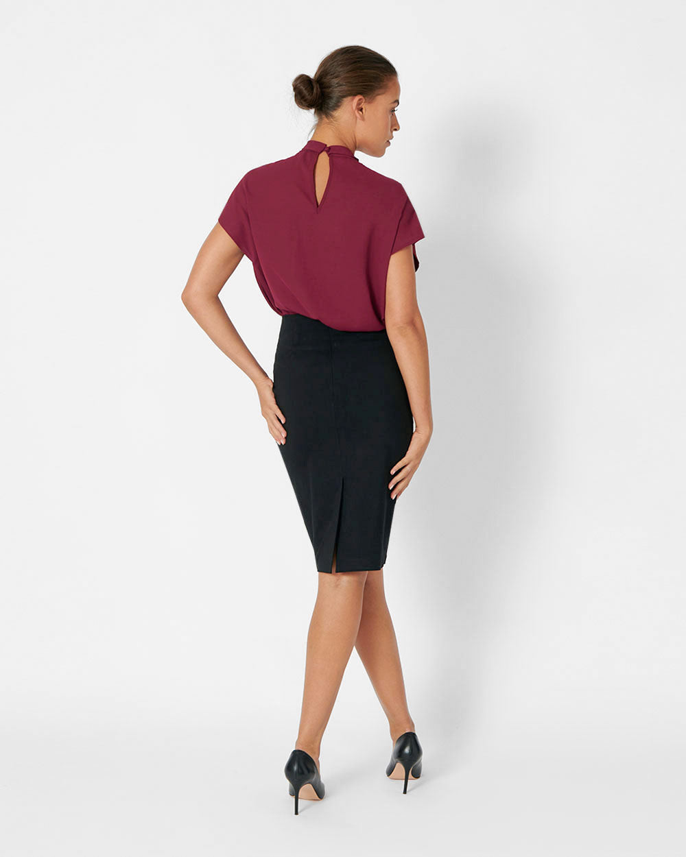 Rose Pencil Skirt in black — back view