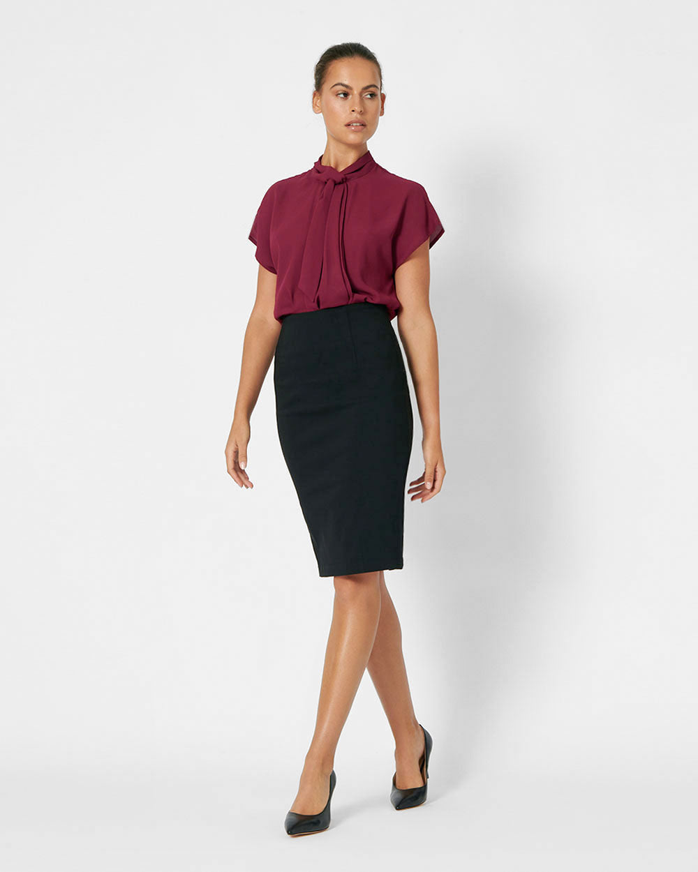 Rose Pencil Skirt in black — full-length view