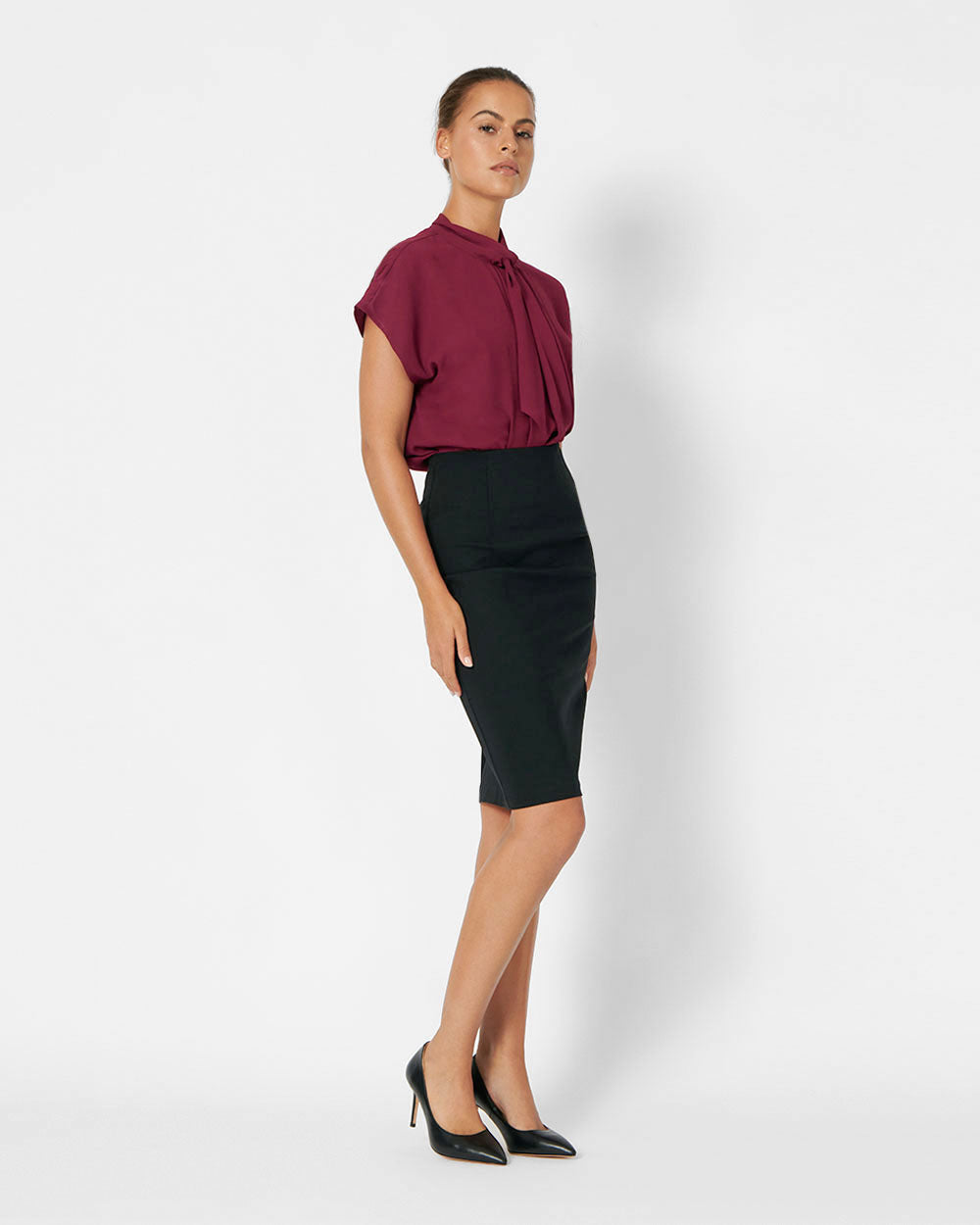 Rose Pencil Skirt in black — side view