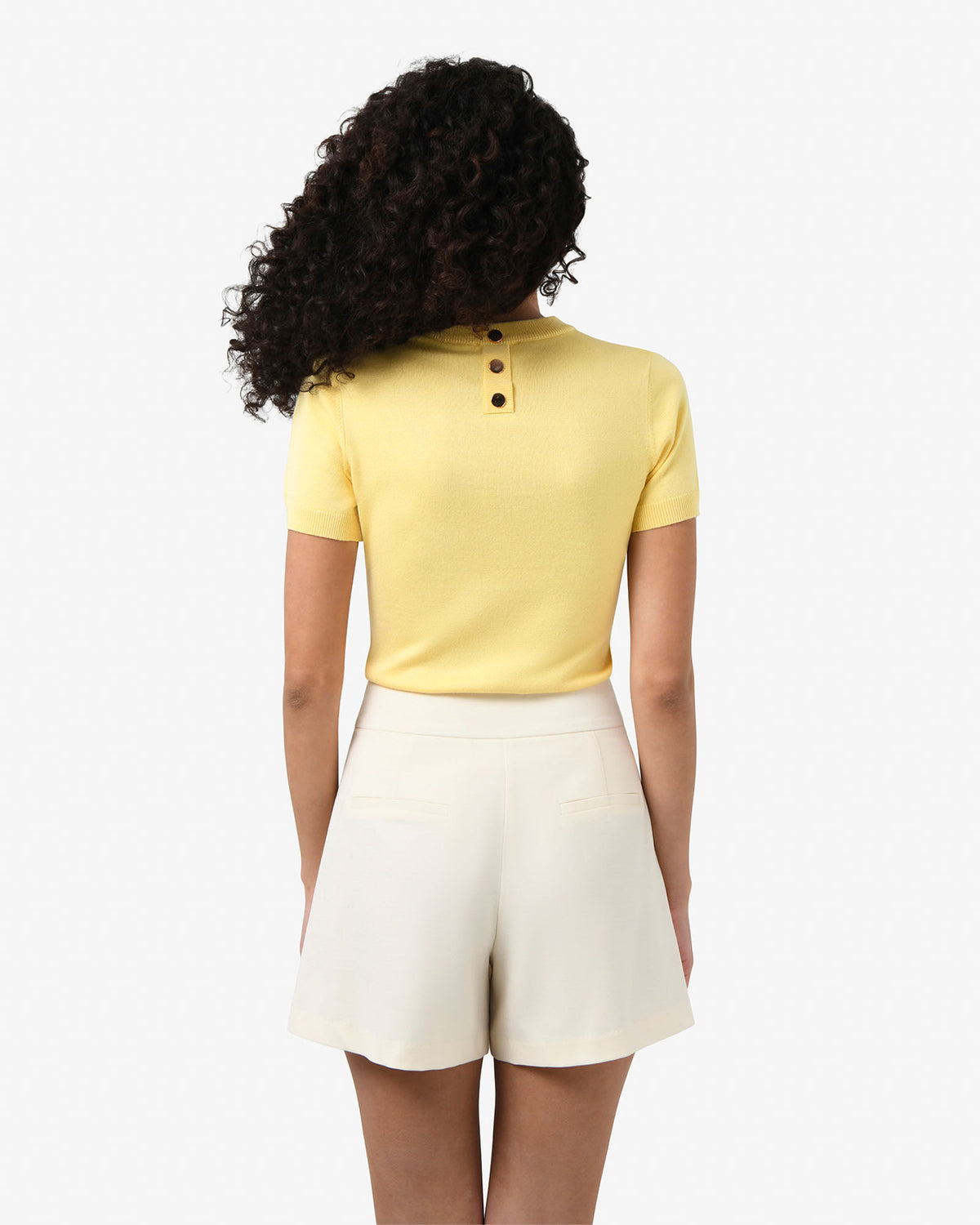 Catherine Short Sleeve Knit in banana — back view