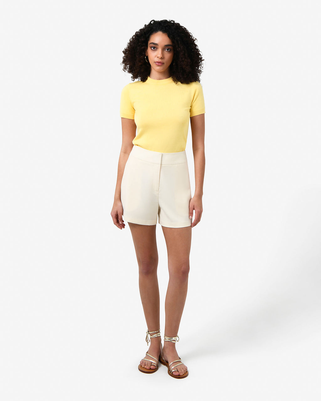 Catherine Short Sleeve Knit in banana — full-length view