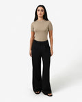 Catherine Short Sleeve Knit in beige — full-length view