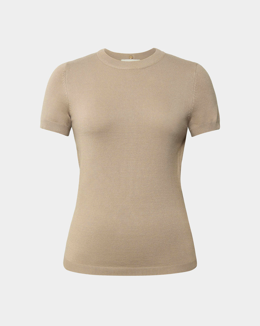 Catherine Short Sleeve Knit in beige — product-only view