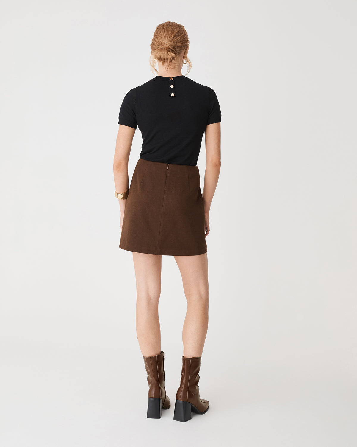 Catherine Short Sleeve Knit in black — back view