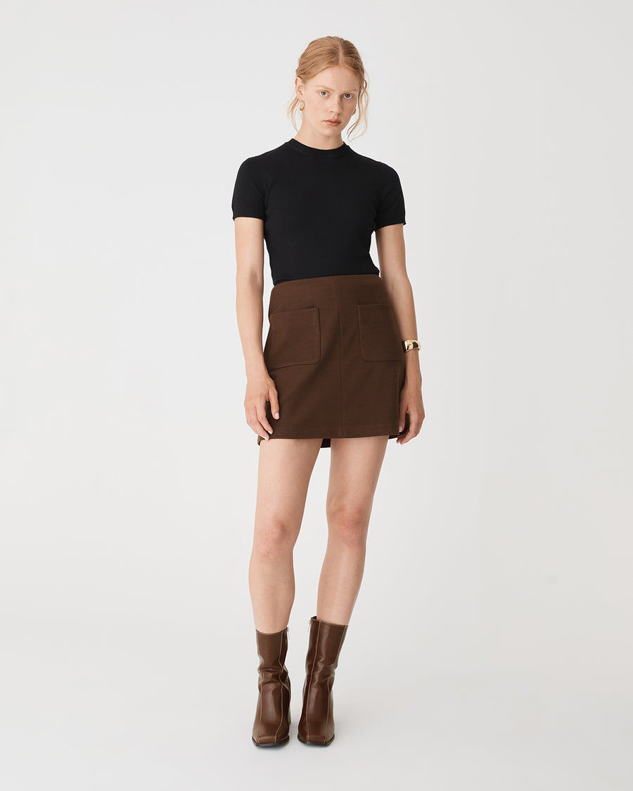 Catherine Short Sleeve Knit in black — full-length view