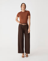 Catherine Short Sleeve Knit in brandy — full-length view