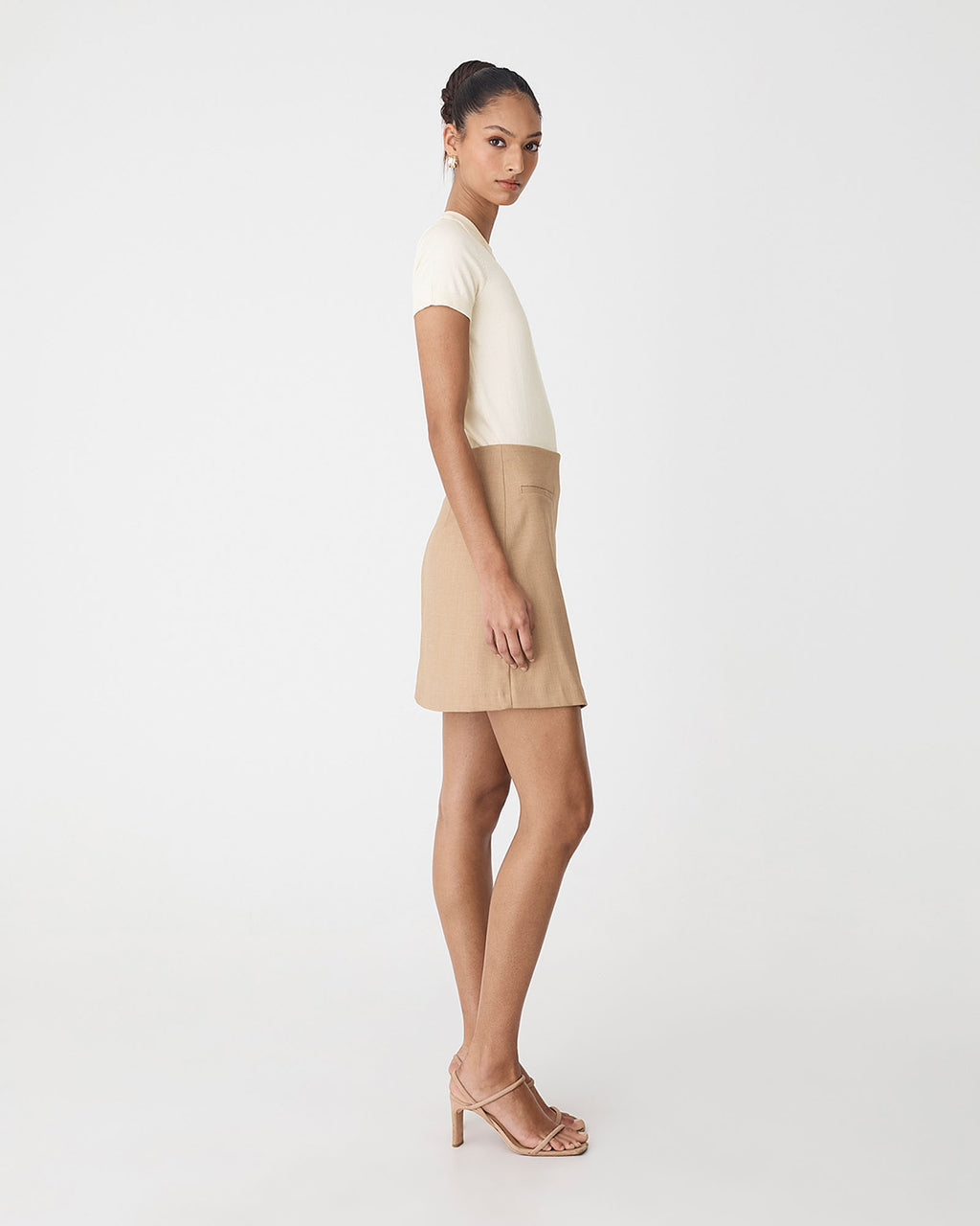 Catherine Short Sleeve Knit in buttercream — side view