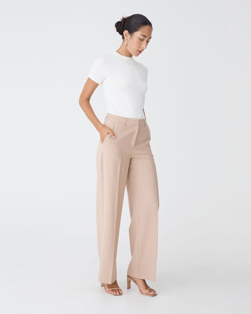 Catherine Short Sleeve Knit in ivory — side view