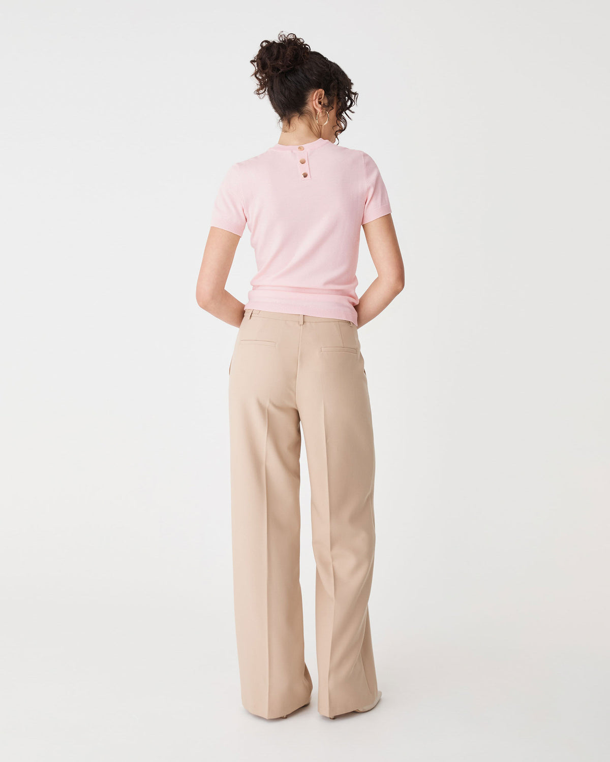 Catherine Short Sleeve Knit in primrose pink — back view