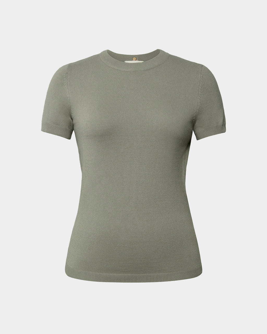 Catherine Short Sleeve Knit in silver sage — product-only view