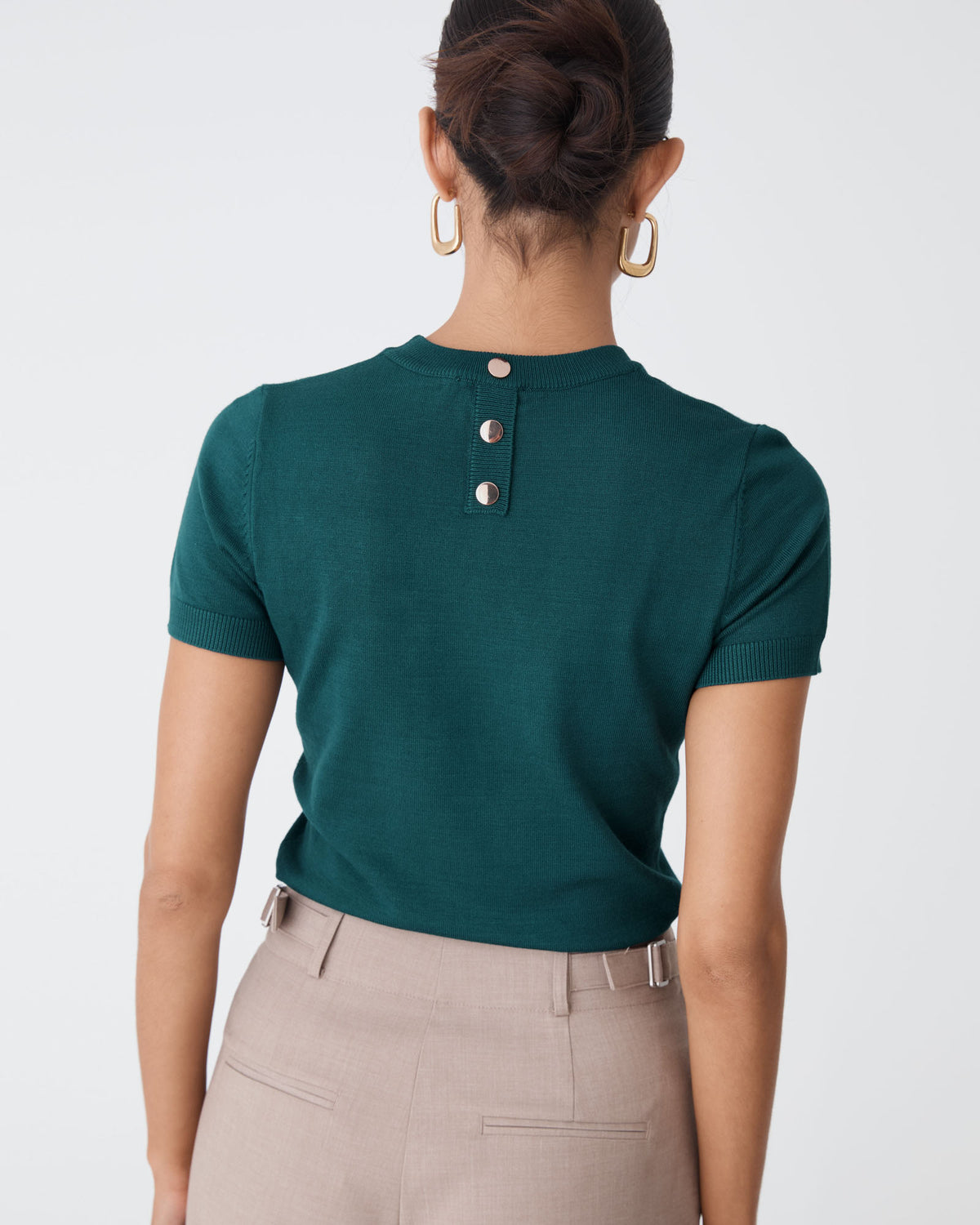 Catherine Short Sleeve Knit in teal — back view