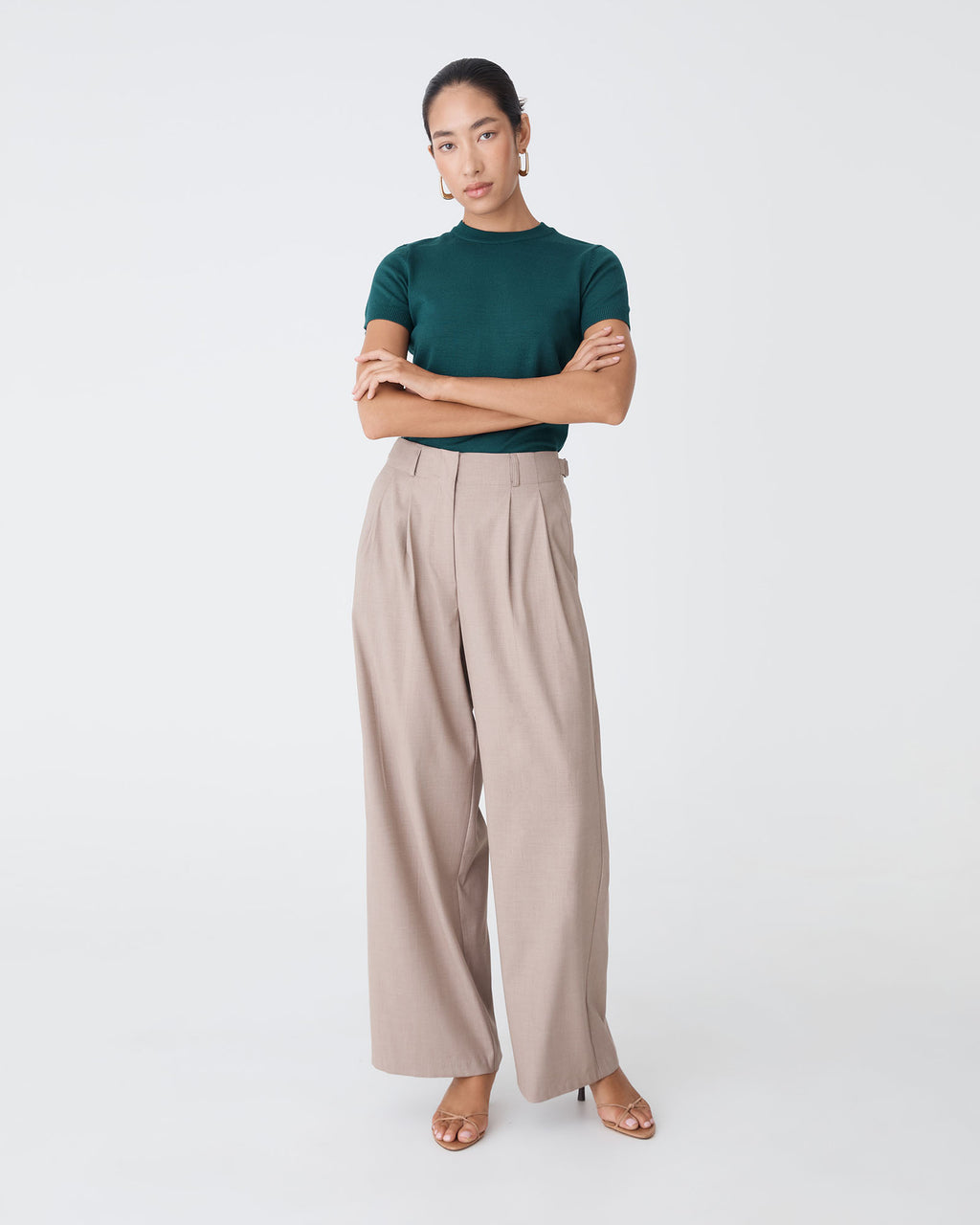 Catherine Short Sleeve Knit in teal — full-length view