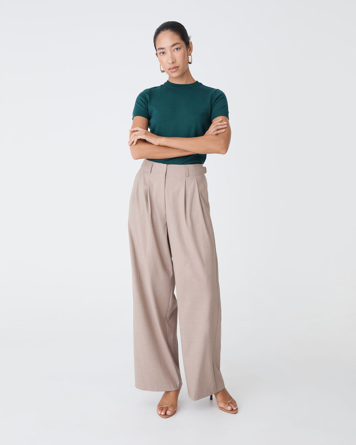 Catherine Short Sleeve Knit in teal — full-length view