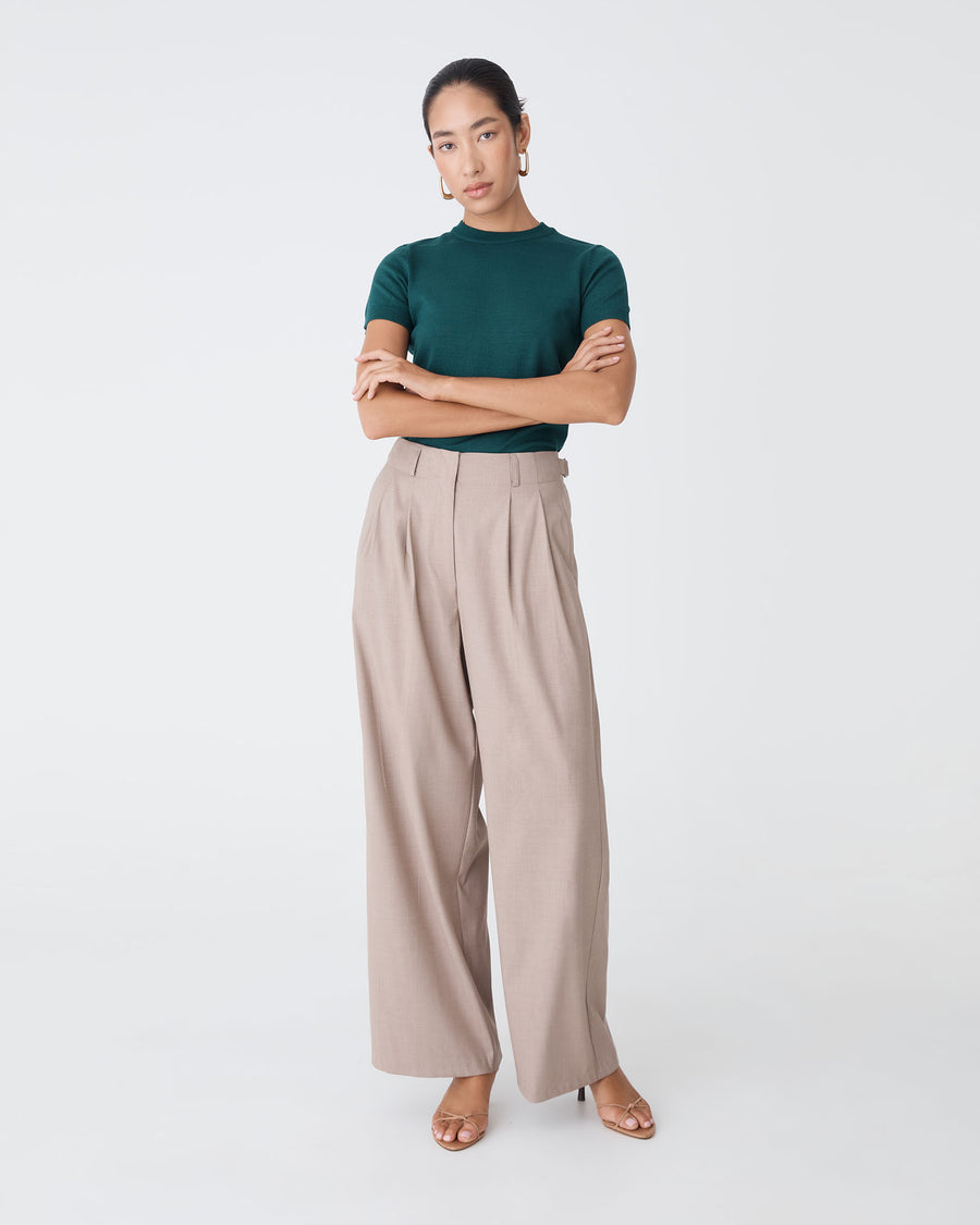 Catherine Short Sleeve Knit in teal — full-length view