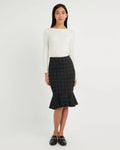 Mya Grid Fluted Hem Skirt