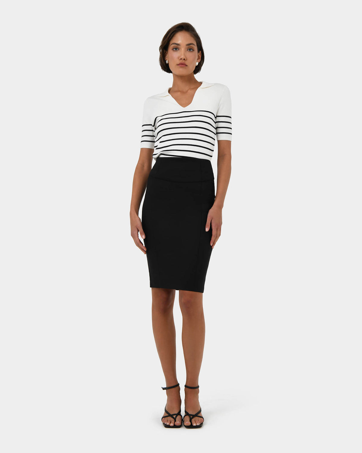 Lauren Pencil Skirt in black — full-length view
