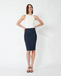 Lauren Pencil Skirt in navy — full-length view