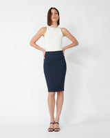 Lauren Pencil Skirt in navy — full-length view